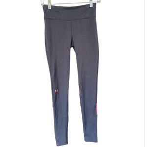 Under Armour Dark Gray Compression Active Leggings And Orange Accents Size Small